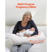 VEVOR Almohadas de Maternidad en Forma de H Ajustable para Embarazadas, Almohada Corporal Suave con Funda Extraíble y Lavable para Soporte de Espalda, Abdomen y Cadera, Liviana y Portátil, Blanco