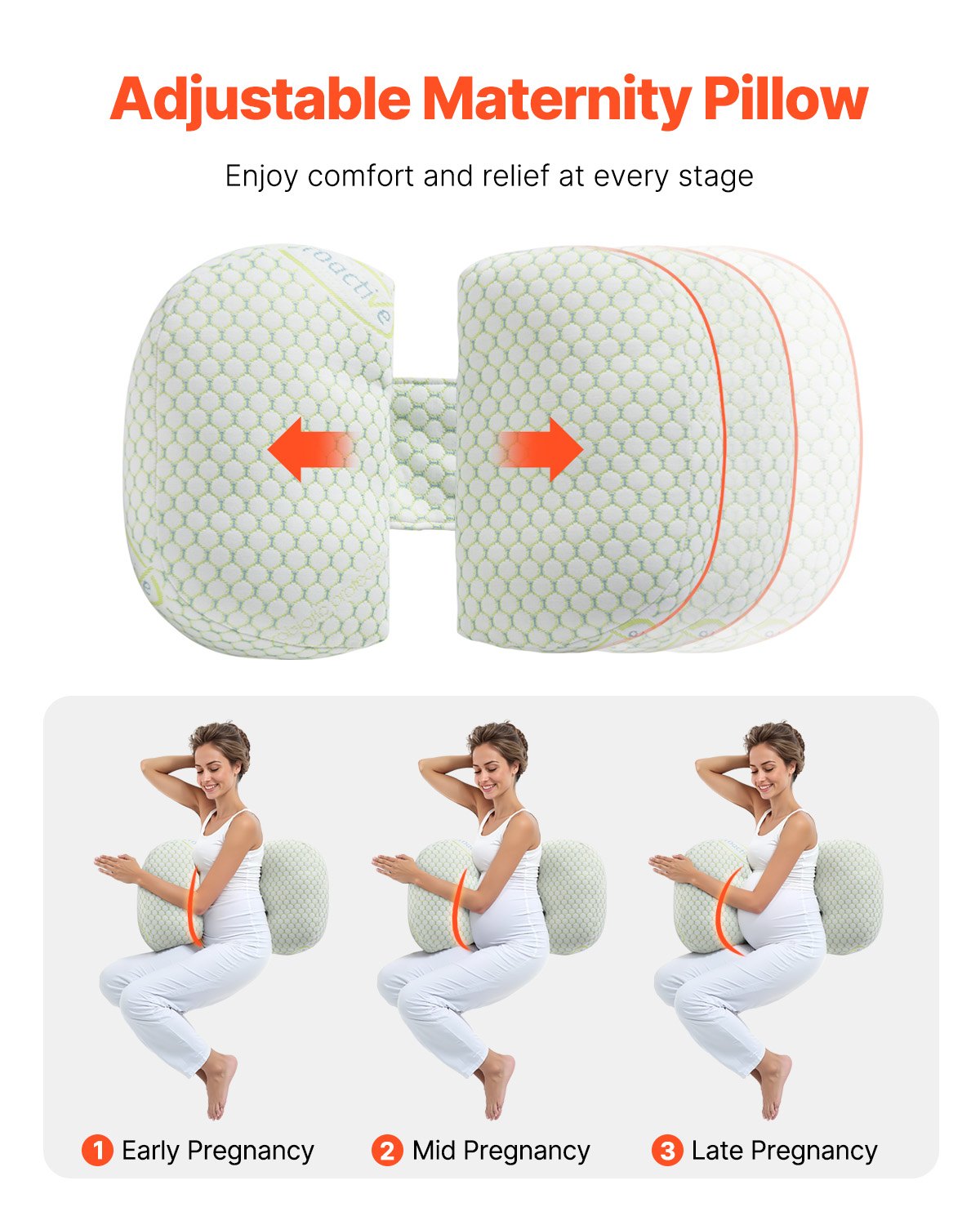 VEVOR Pregnancy Wedge Pillow 775x410x150 mm, W-shaped nursing pillow for pregnant women, side sleeper pillow with removable and washable cover to support back, belly and hips