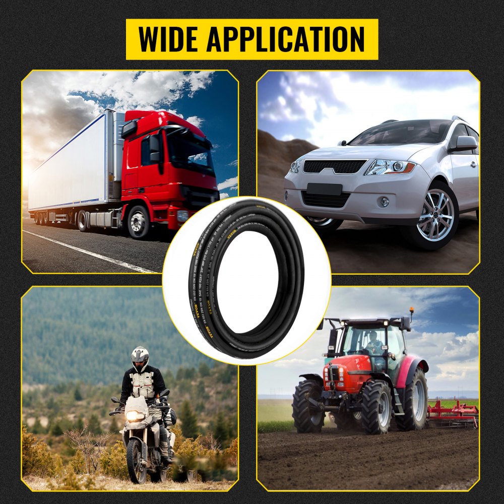 VEVOR Manguera Hidráulica 1/4" x 100 pies manguera de combustible 5800 PSI manguera de combustible de caucho resistente con 2 trenzas de alambre de acero -20~140°C transferencia de aceite hidráulico