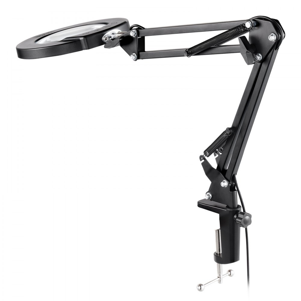 VEVOR 3 en 1 Lámpara de Aumento Fluorescente 5x de Pie, Lupa de Pie con Luz de 5 Modos de Color Lupa de Pie Ajustable en Altura con Luz, Brazo Flexible, Regulación Continua para Lectura y Manualidad