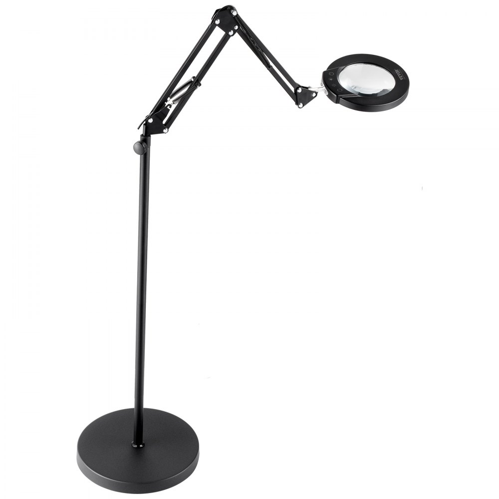 VEVOR 3 en 1 Lámpara de Aumento Fluorescente 5x de Pie, Lupa de Pie con Luz de 5 Modos de Color Lupa de Pie Ajustable en Altura con Luz, Brazo Flexible, Regulación Continua para Lectura y Manualidad