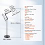 VEVOR 3 en 1 Lámpara de Aumento Fluorescente 5x de Pie, Lupa de Pie con Luz de 5 Modos de Color Lupa de Pie Ajustable en Altura con Luz, Brazo Flexible, Regulación Continua para Lectura y Manualidad