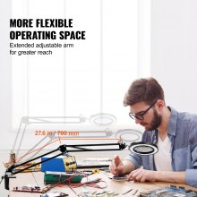VEVOR Lámpara de Aumento 5X 64 LED en 5 Colores y 5 Brillo Ajustable Lupa de Lectura con Iluminación y Abrazadera Lente de Vidrio 11 cm para Trabajos de Precisión Reparación Costura Reloj Artesanía