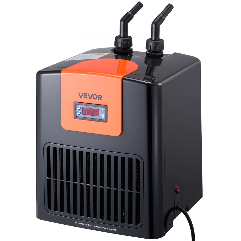 VEVOR Enfriador de Acuario de 200 L, para Hidroponía, para Peceras, Ajolotes y Arrecifes de Coral, Compresor de Refrigeración Silencioso, Evaporador de Titanio y Accesorios, 315 x 300 x 396 mm