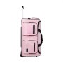 VEVOR Bolsa de Baile, con Perchero Ajustable en Altura 90 cm y 145 cm, Bolsa de Lona con Ruedas de 74 cm, Puerto USB, Cortina de Privacidad, Ideal para Viajes y Competiciones, Color Rosa Mate