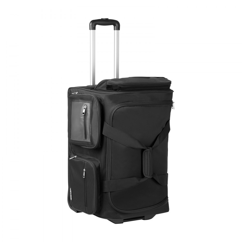 VEVOR Bolsa de Baile con Perchero, Bolsa de Viaje con Ruedas de 584,2 mm, Puerto USB, Perchero de Altura Ajustable y Cortina de Privacidad, Ideal para Viajes y Competiciones, Color Negro Mate