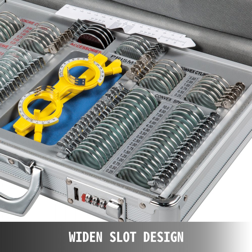 VEVOR Kit de lentes de prueba 104 uds. Lente óptica de metal Equipo de optometría Protección ocular Kit de accesorios de protección de ojos resistentes