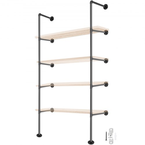 VEVOR 2PCS Tuberías de Estantería Industrial 5 Niveles Soporte de Pared Retro 34x176cm Estante de Tubería Flotante Cada Capa Carga 20kg Tubo para Almacenamiento de Pared para Cocina Dormitorio Oficina