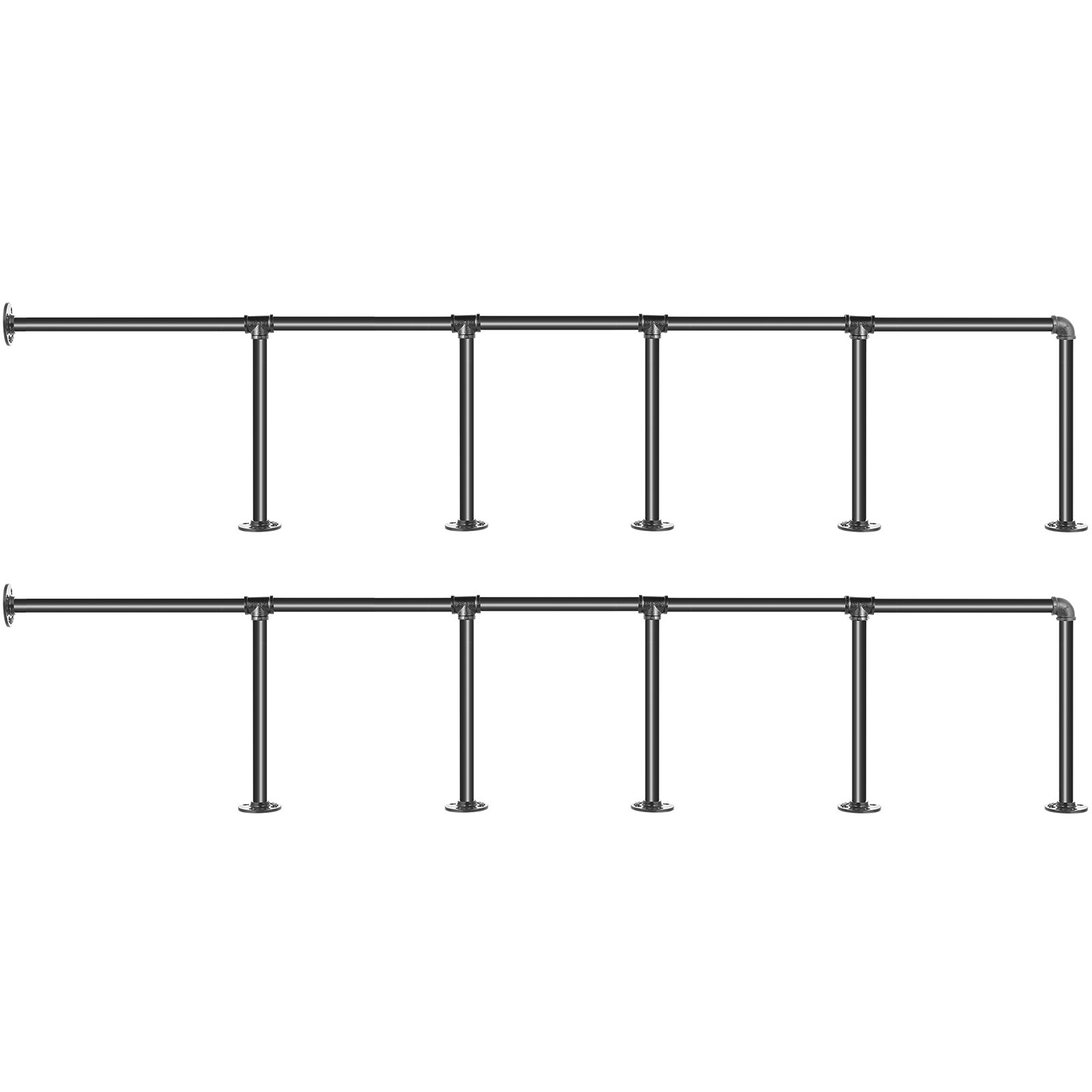 VEVOR 2PCS Tuberías de Estantería Industrial 5 Niveles Soporte de Pared Retro 34x176cm Estante de Tubería Flotante Cada Capa Carga 20kg Tubo para Almacenamiento de Pared para Cocina Dormitorio Oficina