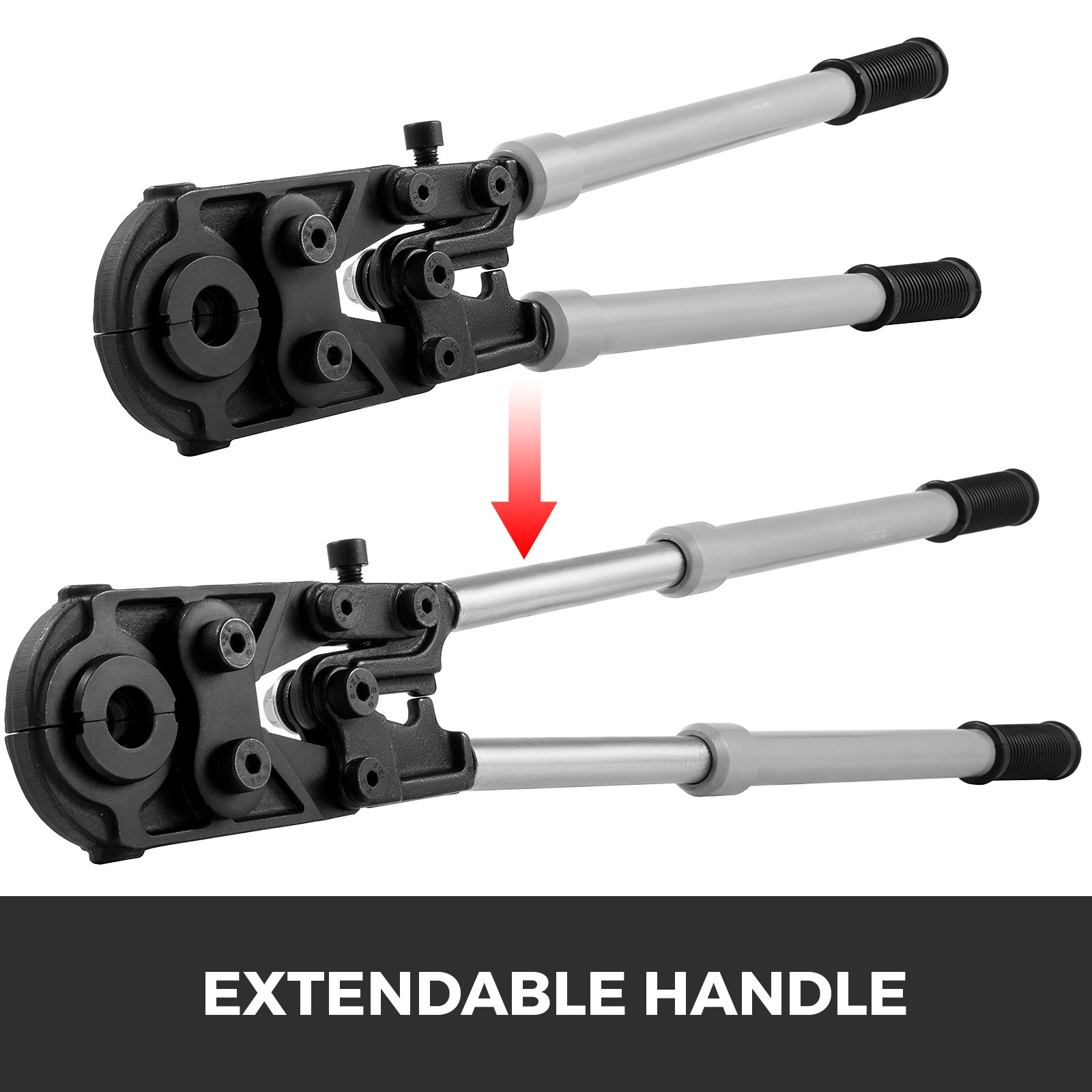 VEVOR Tenaza para Tuberías Alicates para Engastar Tubos TH16-32mm V15-25mm, Tenazas de Tubo Mordazas Aplicables TH16, TH20, TH26, TH32, V15, V18, V22, V28, 57-81cm / 22.4-31.9incha, Prensas de Tubos