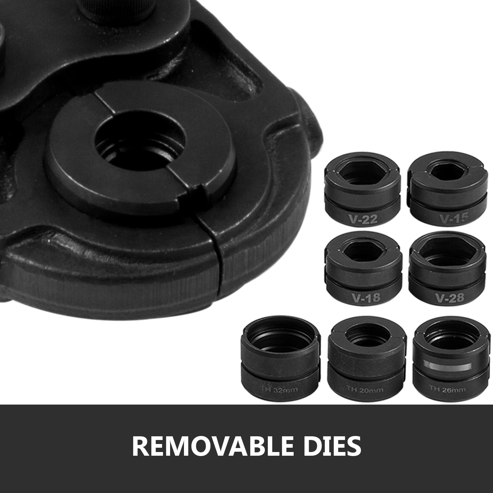 VEVOR Tenaza para Tuberías Alicates para Engastar Tubos TH16-32mm V15-25mm, Tenazas de Tubo Mordazas Aplicables TH16, TH20, TH26, TH32, V15, V18, V22, V28, 57-81cm / 22.4-31.9incha, Prensas de Tubos