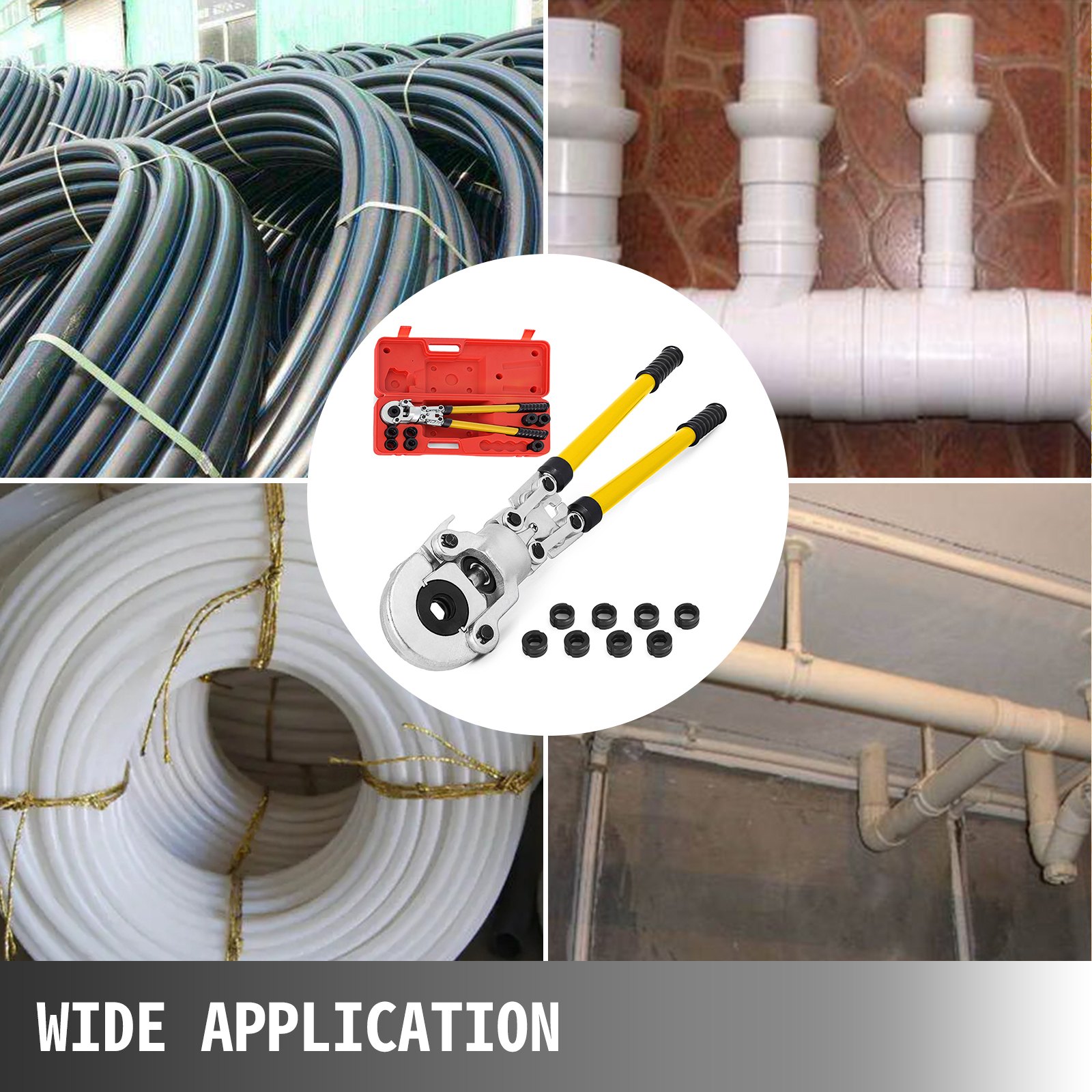 VEVOR Alicates para Prensar Tuberías 16-32 mm, Multicapa U16, U20, U25, U32, TH16, TH20, TH26, TH32 mm, Cabezal 360° Giratoria, 6T para Conexión de Tuberías de Cobre, de Plástico o de Aluminio