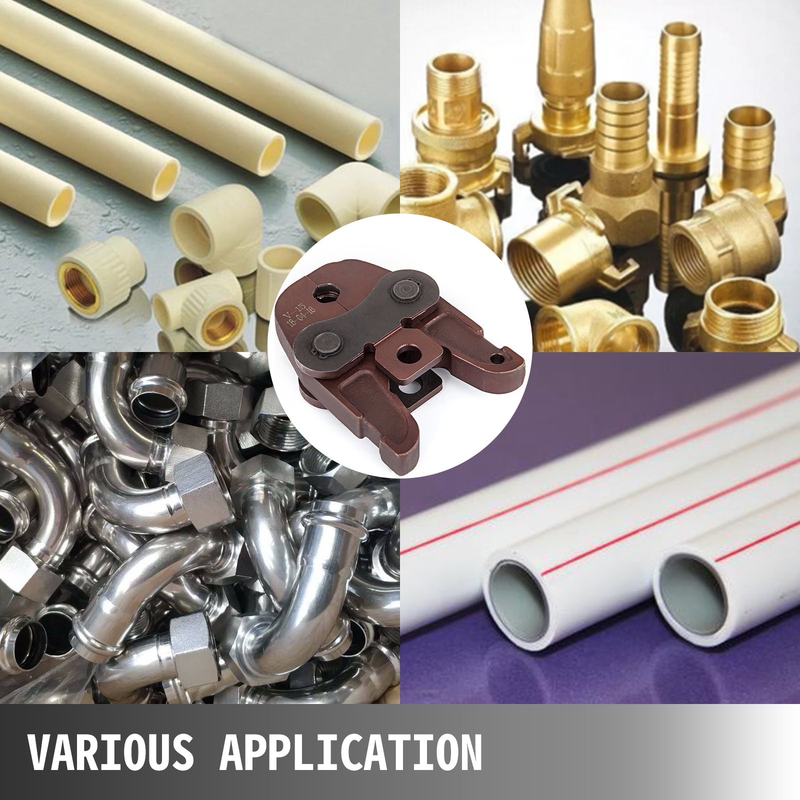 VEVOR Alicates de Presión 147 mm de Longitud, Mordaza de Presión V15, 15 mm máx. Apertura, 102 mm de Ancho, Mordaza de Presión de Tubos Compuestos para Tubos de Aluminio-Plástico, Tubos PEX, Tubos PB