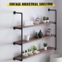 VEVOR 2PCS Tuberías de Estantería Industrial 3 Niveles Soporte de Pared Retro 34x102cm Estante de Tubería Flotante Cada Capa Carga 20kg Tubo para Almacenamiento de Pared para Cocina Dormitorio Oficina