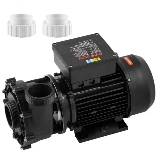 Bomba de spa de 2 velocidades VEVOR, marco 56, bomba de spa de dos velocidades para jacuzzi, 1900 W/43 m³/h/18 m de alta velocidad o 450 W/21,5 m³/h/4,4 m de baja velocidad, interfaz giratoria de 90° con puerto de 2'' para jacuzzi, certificación TÜV
