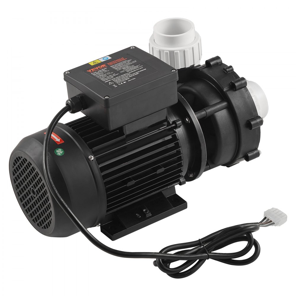 Bomba de spa de 2 velocidades VEVOR, marco 56, bomba de spa de dos velocidades para jacuzzi, 1900 W/43 m³/h/18 m de alta velocidad o 450 W/21,5 m³/h/4,4 m de baja velocidad, interfaz giratoria de 90° con puerto de 2'' para jacuzzi, certificación TÜV