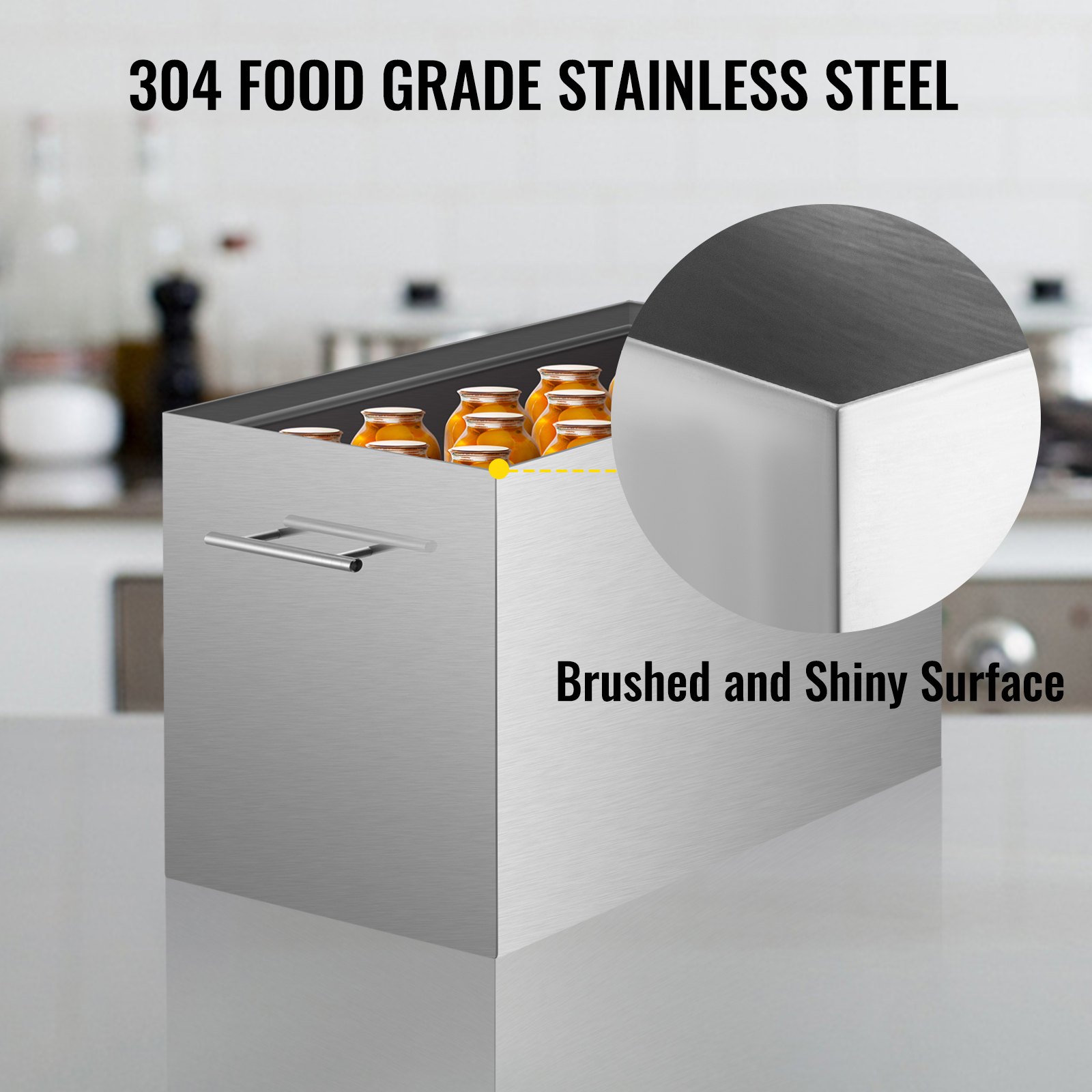 VEVOR Water Bath Preserving Pot, 15L Stovetop Preserving Pot, Boiling Water Preserving Pot with 2 Preserving Racks, Soup Pot Made of Food-Grade 304 Stainless Steel, Brushed Flat Bottom Preserving Pot