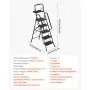 VEVOR Escalera Plegable de 5 Peldaños, Escalera de Tijera con Estructura de Acero, Capacidad de Carga Máx. 272 kg, con Pies Antideslizantes Bandeja de Herramientas Pasamanos, para Doméstico Oficina
