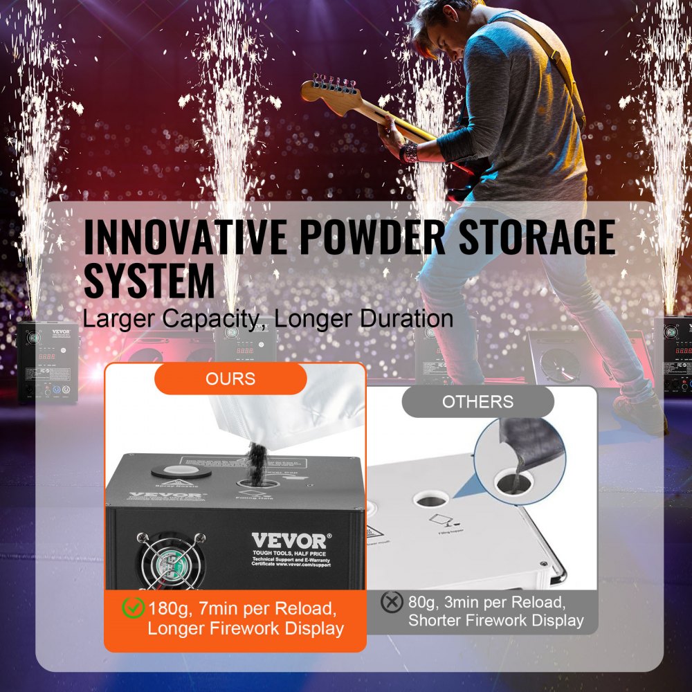 VEVOR Máquina de control 4 piezas 500 W controlador DMX de aleación de aluminio altura ajustable 2-4 m 7 minutos por recarga para bodas, espectáculos de DJ, fiestas, eventos