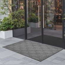 VEVOR Felpudo para Puerta de Entrada, para Interior y Exterior, Moderno y Elegante, con Reverso TPE, Resistente, Lavable, para Pasillo, Balcón y Garaje, Patrón Impreso, Gris, 1562 x 914 x 7 mm
