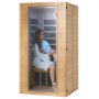 VEVOR Sauna de Infrarrojos Lejanos para 1-2 Personas Cabina de Sauna Casera de Madera Cicuta Infrarroja Baja EMF con Puerta de Vidrio Templado Lámpara Multicolor Altavoces Bluetooth Cromoterapia