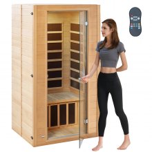 VEVOR Sauna de Infrarrojos Lejanos de Madera para 1 a 2 Personas Hogar 1400 W