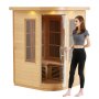 VEVOR Sauna de Infrarrojos Lejanos para 2 Personas Cabina de Sauna Casera de Madera Cicuta Infrarroja Baja EMF con Puerta de Vidrio Templado Altavoces Bluetooth, Lámpara LED Multicolor, 2000W