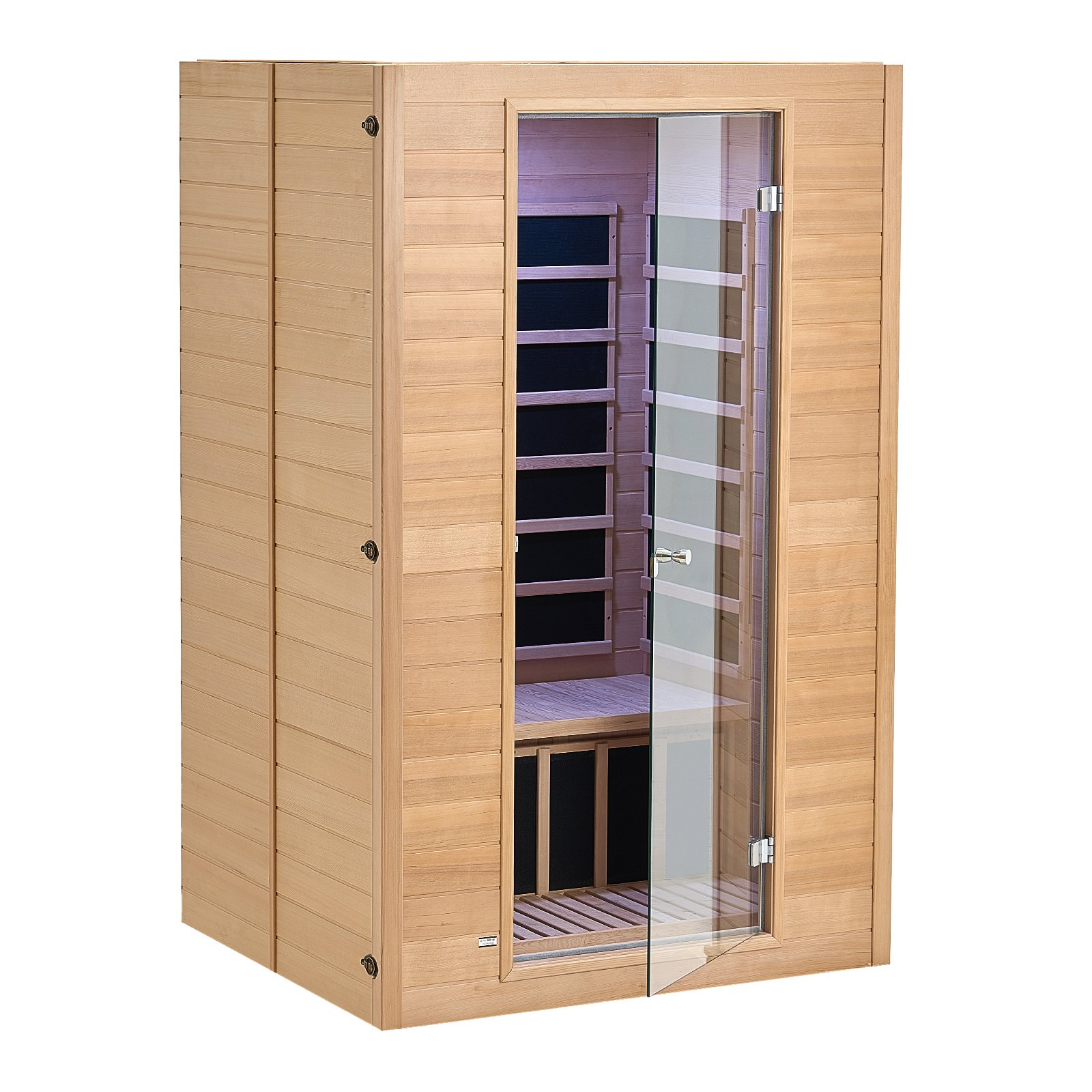 VEVOR Sauna de Infrarrojos Lejanos para 2 Personas Cabina de Sauna Casera de Madera Cicuta Infrarroja Baja EMF con Puerta de Vidrio Templado Altavoces Bluetooth, Uso en Interiores, 1800W