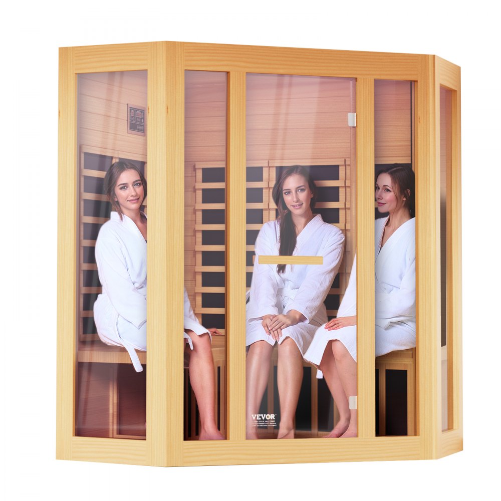 VEVOR Sauna de Infrarrojos Lejanos de Madera para 3 a 4 Personas Hogar 2470 W