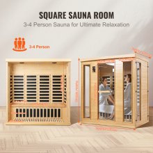 VEVOR Sauna de Infrarrojos Lejanos de Madera para 3 a 4 Personas Hogar 2580W