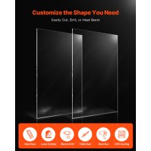 VEVOR Láminas de Acrílico de Plexiglás 2 Piezas 610 x 1219 mm Grosor de 3 mm