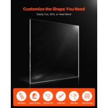 VEVOR Láminas de Acrílico de Plexiglás 1 Pieza 914 x 1219 mm Grosor de 6 mm