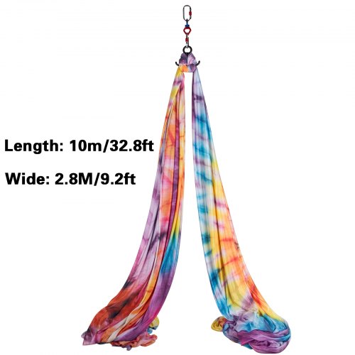 VEVOR Columpio de Yoga 10x2,8 M Hamaca de Yoga Multicolor Violado, Yoga Aéreo de 100% Seda de Poliéster, Columpio de Yoga Aéreo con 2 de Mosquetones de Acero Aleado, Kit de Hamaca de Yoga para Pilates