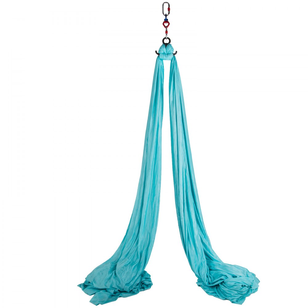 VEVOR Columpio de Yoga 10x2,8 M, Hamaca de Yoga de Color Azul, Yoga Aéreo de 100% Seda de Poliéster, Columpio de Yoga Aéreo con 2 de Mosquetones de Acero Aleado, Kit de Hamaca de Yoga para Pilates