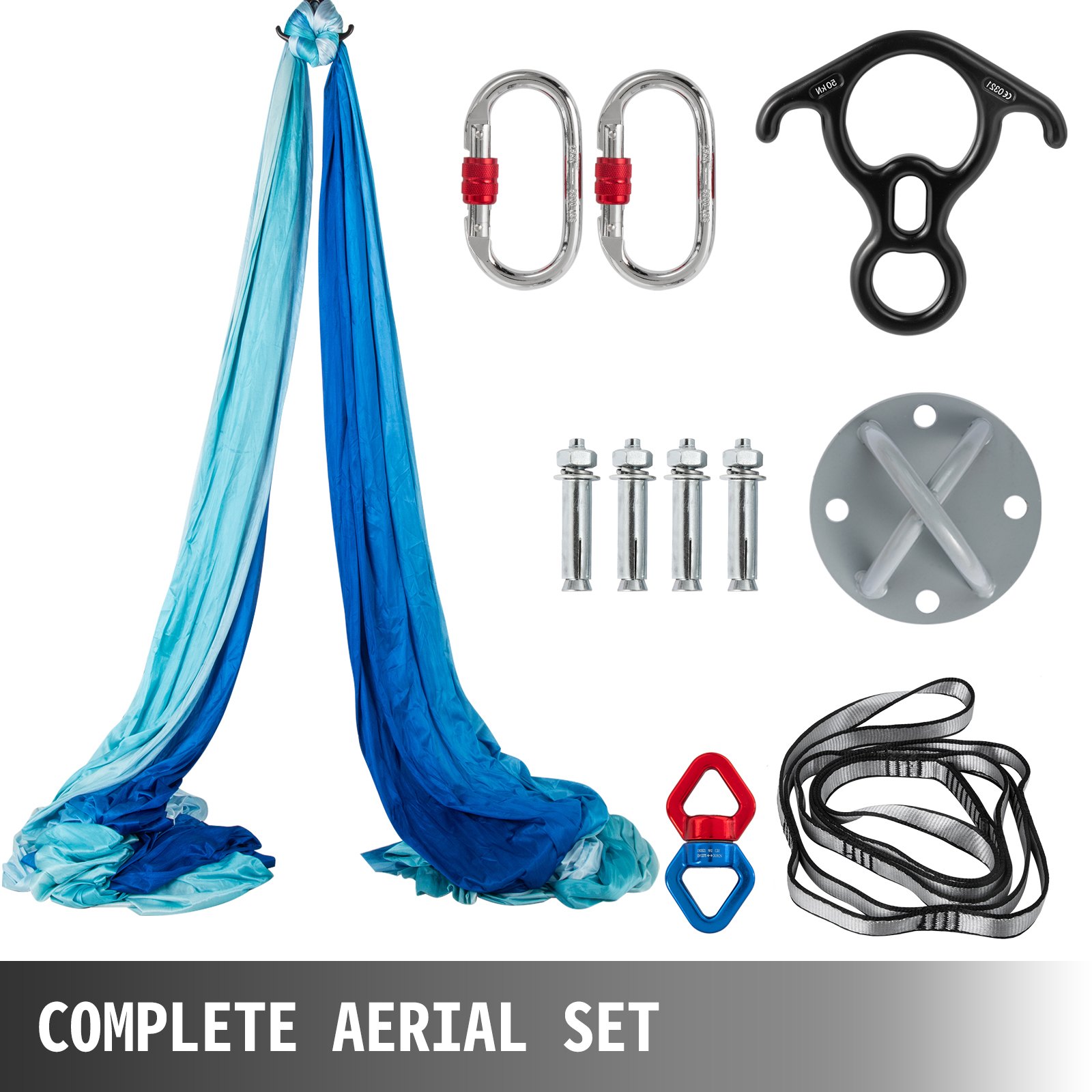 Columpio de Yoga 10x2,8M Hamaca de Yoga/Yoga Aéreo para Pilates Azul y Blanco
