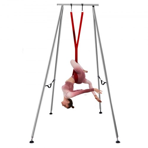 VEVOR Columpio de Yoga con Tela Elástica de Yoga, Hamaca de Yoga de Tubo de Acero, Yoga Aéreo de Carga Máxima 250 kg Soporte Adecuado para Pilates con Cinturones Elásticos de Yoga (Rojo 6m)