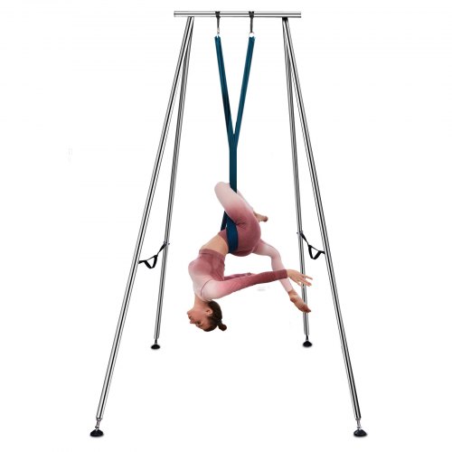 VEVOR Columpio de Yoga con Tela Elástica de Yoga Verde Oscuro de 6 m, Hamaca de Yoga de Tubo de Acero, Yoga Aéreo de Carga Máxima 250 kg Soporte Adecuado para Pilates con Cinturones Elásticos de Yoga