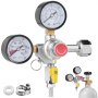 VEVOR Regulador de Doble Manómetro Estándar CGA320 Manómetro Regulador de CO2 Presión Ajustable 0-60 PSI con Válvula de Retención Manguera de 8 mm de Diámetro para Grifo de Cerveza, Barril de Cerveza