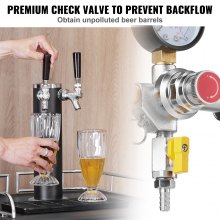 VEVOR Regulador de Doble Manómetro Estándar CGA320 Manómetro Regulador de CO2 Presión Ajustable 0-60 PSI con Válvula de Retención Manguera de 8 mm de Diámetro para Grifo de Cerveza, Barril de Cerveza