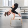 Banco de yoga VEVOR con capacidad para 300 libras, silla de inversión para yoga para gimnasio familiar, entrenador de postura de cabeza con marco de madera y almohadilla de PU, taburete de yoga de pie para entrenamiento de fuerza y equilibrio, alivia la fatiga, color blanco