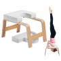 Banco de yoga VEVOR con capacidad para 300 libras, silla de inversión para yoga para gimnasio familiar, entrenador de postura de cabeza con marco de madera y almohadilla de PU, taburete de yoga de pie para entrenamiento de fuerza y equilibrio, alivia la fatiga, color blanco