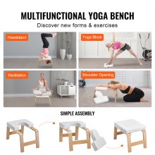 VEVOR Silla Yoga Inversión Ejercicio Físico 610 x 380 x 330 mm Blanco Abedul