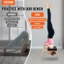 Banco de yoga VEVOR con capacidad para 300 libras, silla de inversión para yoga para gimnasio familiar, entrenador de postura de cabeza con marco de madera y almohadilla de PU, taburete de yoga de pie para entrenamiento de fuerza y equilibrio, alivia la fatiga, color negro