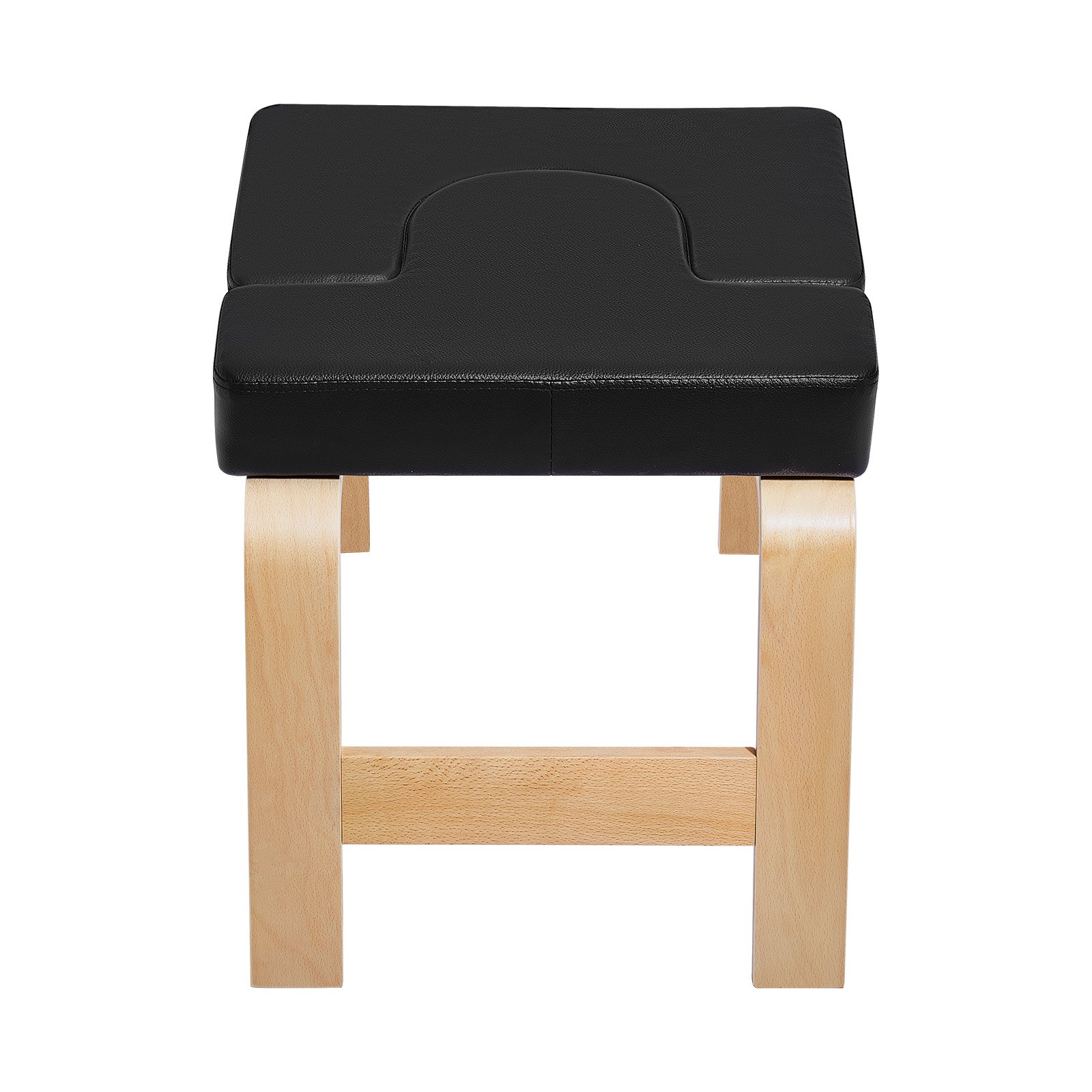 Banco de yoga VEVOR con capacidad para 300 libras, silla de inversión para yoga para gimnasio familiar, entrenador de postura de cabeza con marco de madera y almohadilla de PU, taburete de yoga de pie para entrenamiento de fuerza y equilibrio, alivia la fatiga, color negro