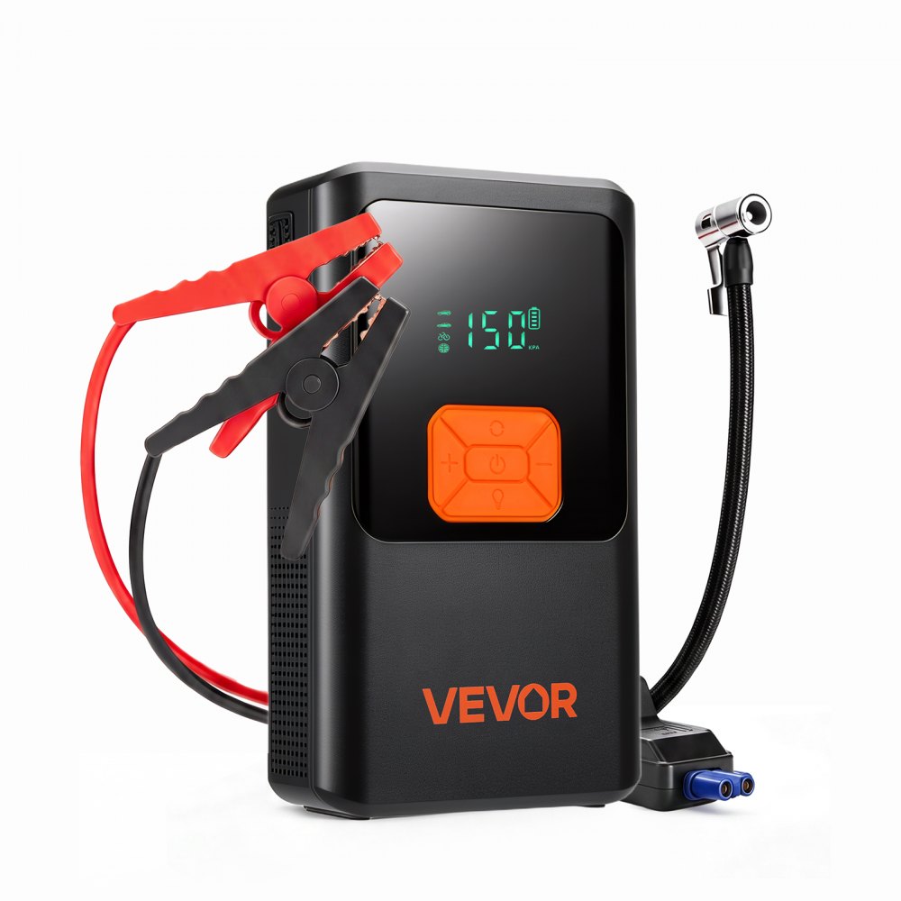 VEVOR Arrancador de Baterías con Compresor de Aire de 4000 A para Coche, Inflador de Neumáticos Portátil, 150 PSI, con Apagado Automático, Batería Externa, Cargador de Batería de 12 V, Linterna LED