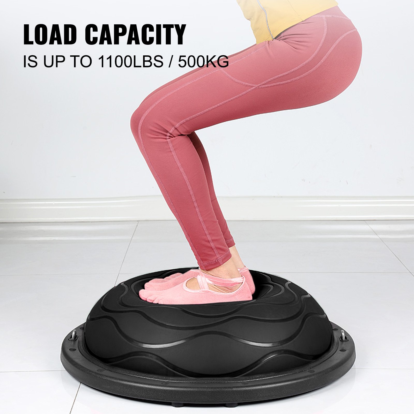 VEVOR Yoga Bola de Media Entrenamiento de Equilibrio Fitness Fuerza Ejercicio Entrenamiento con Bomba Adecuado para Una Variedad de Ejercicios Color Negro