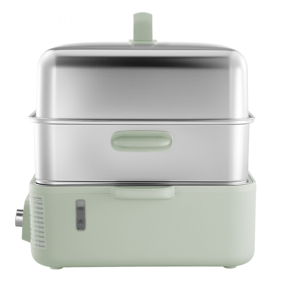 VEVOR Vaporera Eléctrica con Cesta de Acero Inoxidable de 2 Niveles 13 L, Con Bandejas de Vapor y Bandeja Recolectora de Agua, 9 Programas Preestablecidos, Mantener Caliente, Para Verduras, Mariscos
