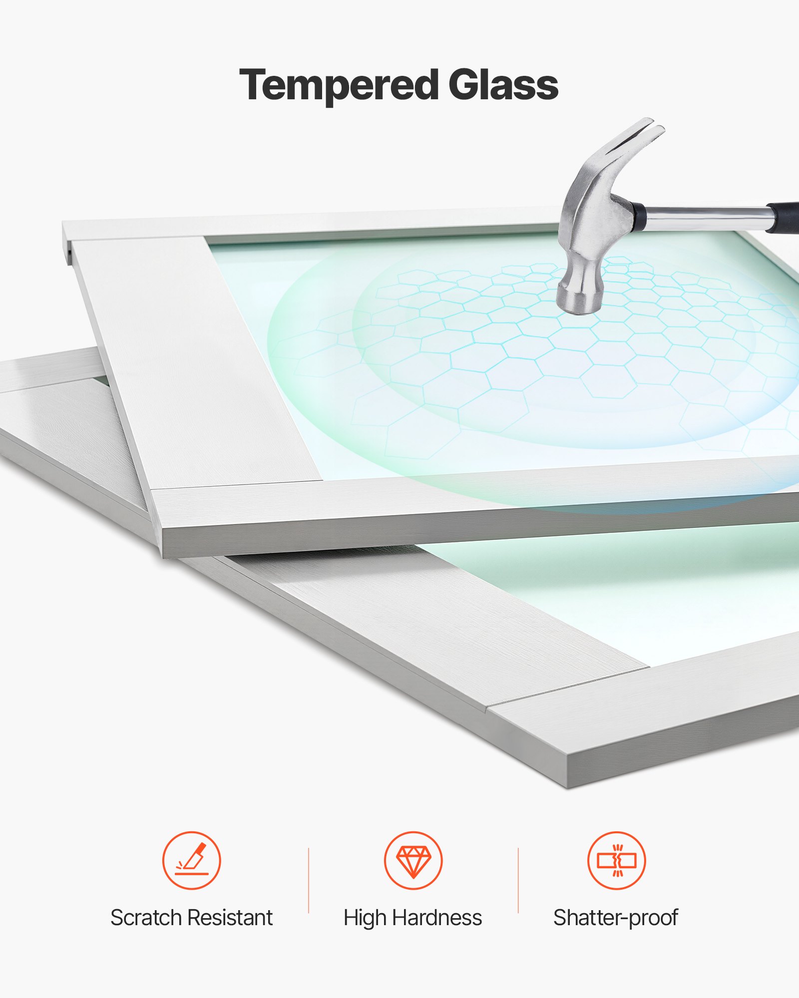 VEVOR Puerta Corrediza de Armario, para Huecos de 1829 x 2032 mm, Puerta Doble de 3 Paneles de Vidrio Esmerilado con Kit de Herrajes, Madera Maciza y MDF, Superficie de PVC Impermeable, Blanco