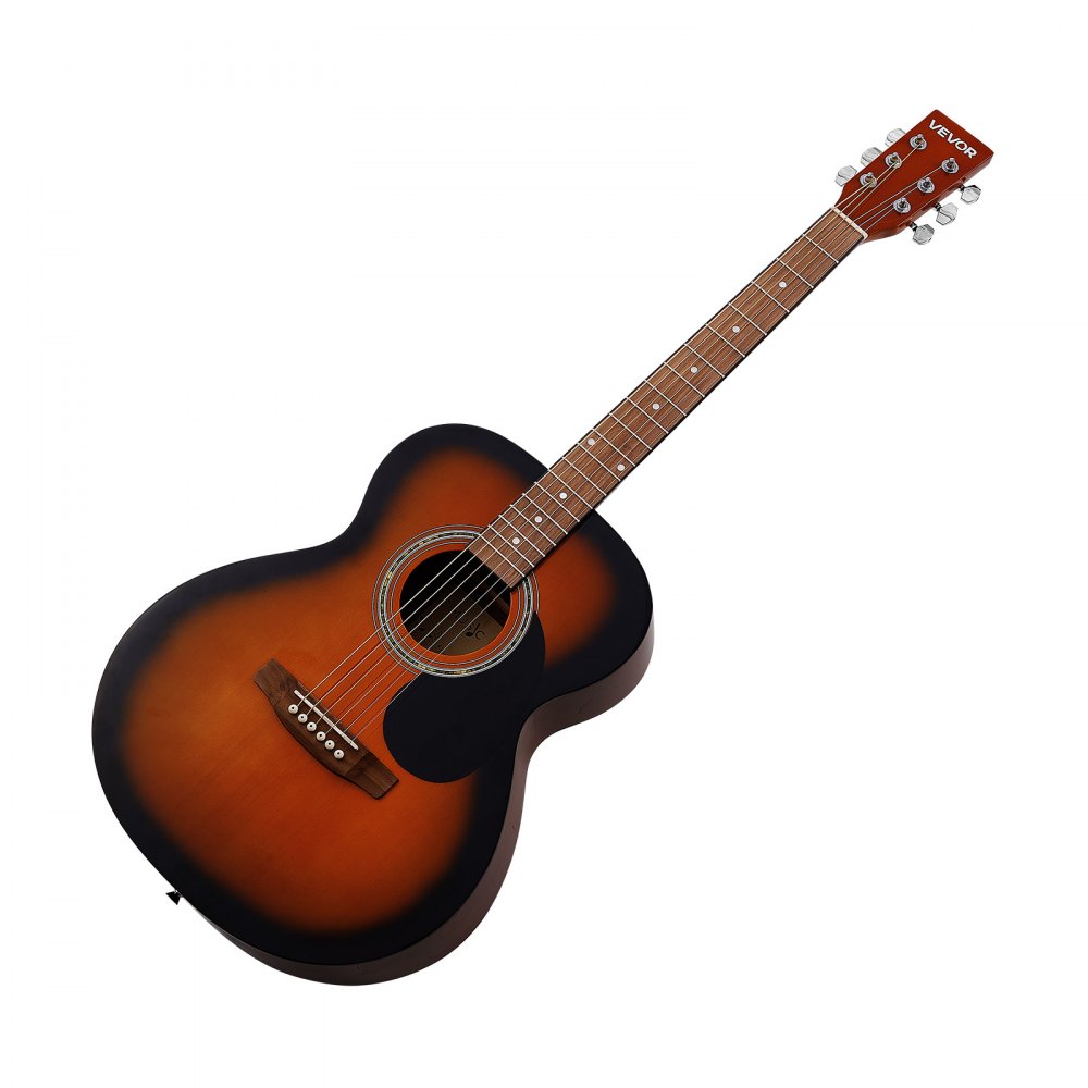 VEVOR Dreadnought Acoustic Guitar, 1016 mm, 6-String Sunburst Solid Top Guitar, Beginner Bundle with Gig Bag, Tuner, Strap, Steel Strings, Picks, Capo, Rosewood Fingerboard, for Adults Skilled Players