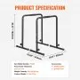 VEVOR Barra de Inmersión Carga de 200kg Barras Paralelas de Alta Resistencia Altura Ajustable 1022mm Estación de Inmersión con Tubo de Acero para Entrenamiento de Fuerza, Fitness, Culturismo, Gimnasio